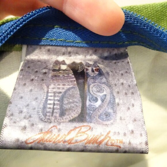 Laurel Burch Blue Cats Butterfly Tote Canvas Handbag Purse Charm Zipper Logo - Picture 4 of 4